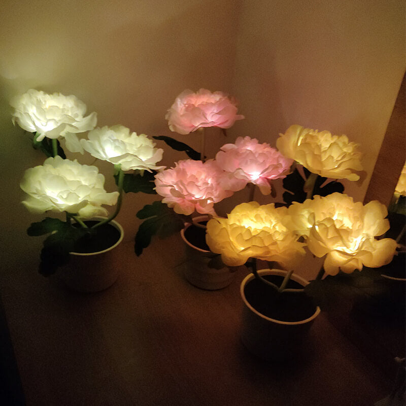 Outdoor Solar Peony Flower Bonsai LED Table Lamp Decoration