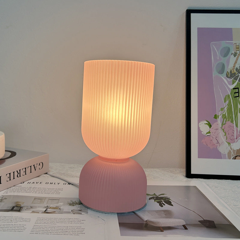 Modern Minimalist Cylinder Funnel Glass 1-Light Table Lamp