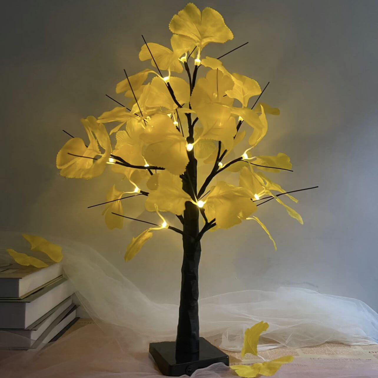 Illuminated Ginkgo Tree Table Lamp USB Battery Decor Light
