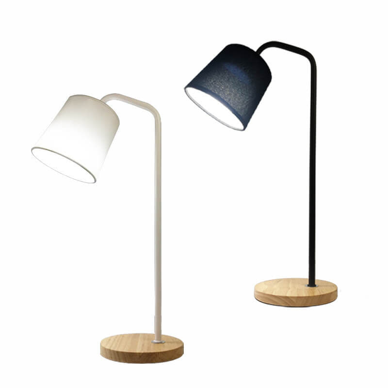 Einfache Stoffkegel-Schirm Wood Base 1-Lamp Table Lamp