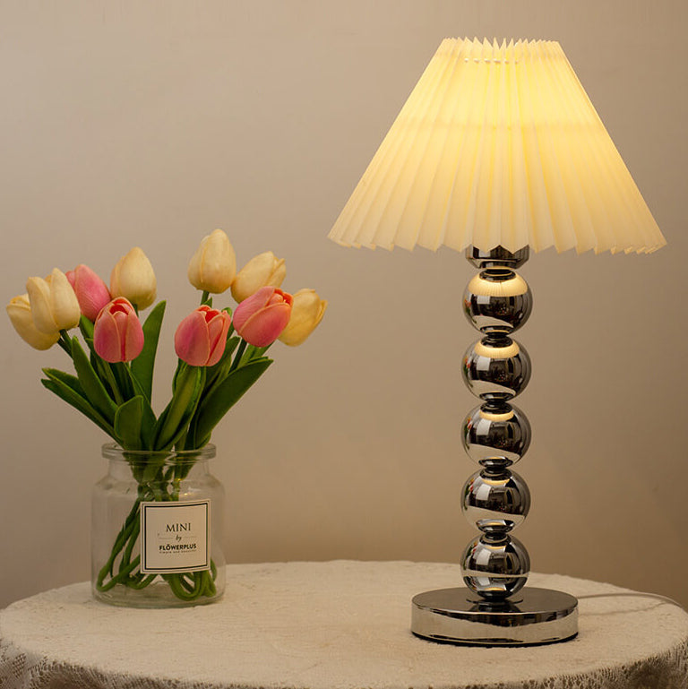 Contemporary Scandinavian Cone Round Hardware Fabric 1-Light Table Lamp for Bedroom