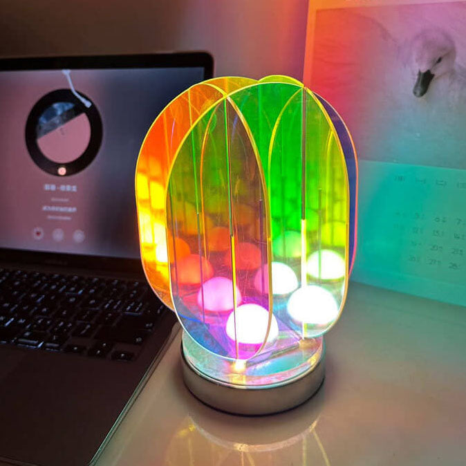 Modern Clear Dazzle Acrylic Geometric LED Art Table Lamp
