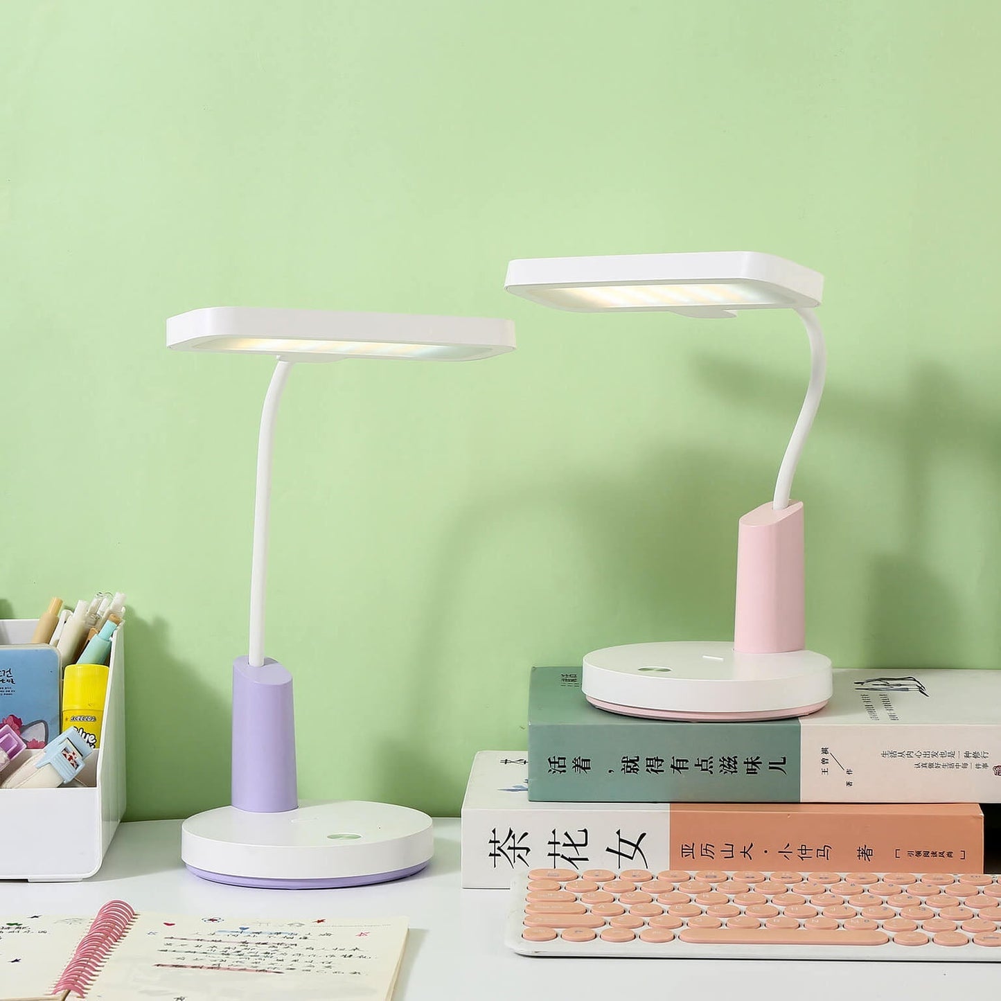 Einfache Long Shadow Round Base Touch Charge LED Desk Lamp