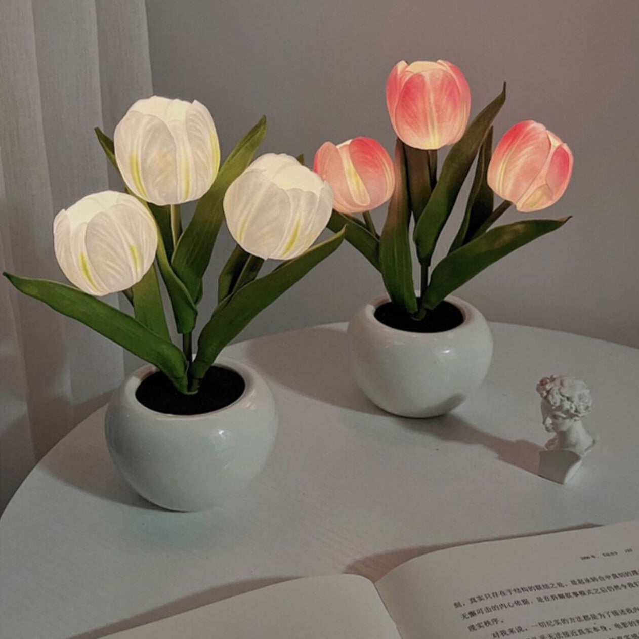 Tulip Simulation Bouquet Ceramic Pot LED Night Light Lamp