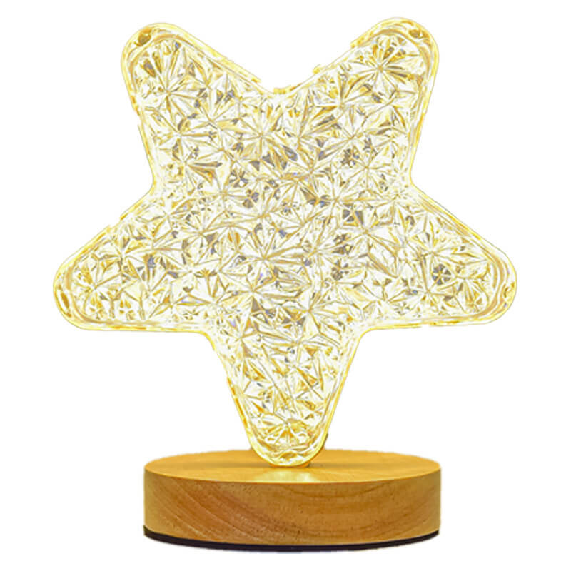 Nordic Creative Acrylic Moon Star Wooden LED USB Table Lamp