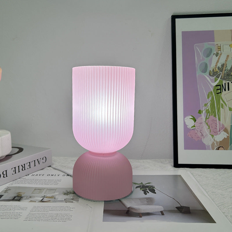 Modern Minimalist Cylinder Funnel Glass 1-Light Table Lamp