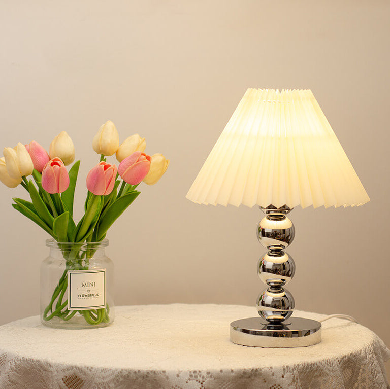 Contemporary Scandinavian Cone Round Hardware Fabric 1-Light Table Lamp for Bedroom