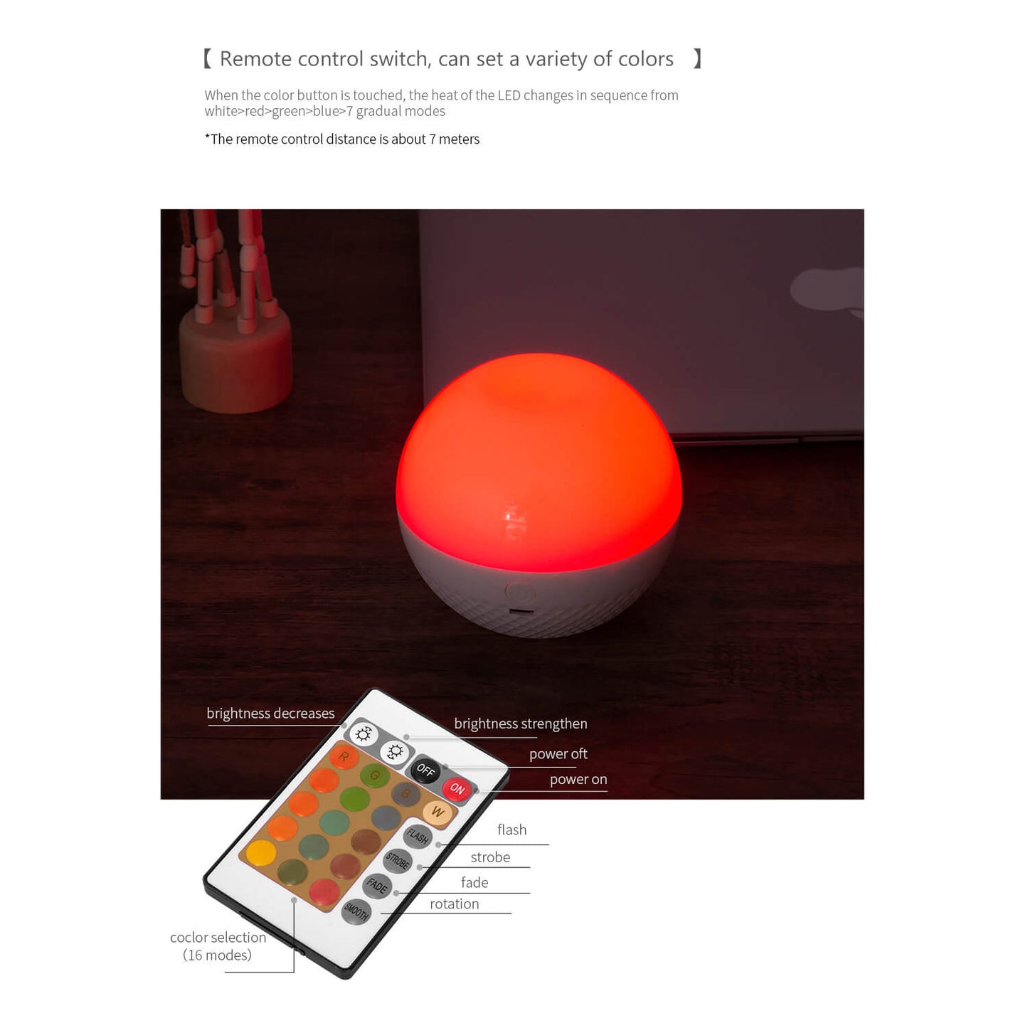 LED Round Ball Night Light 16 Colors Remote Touch Lamp