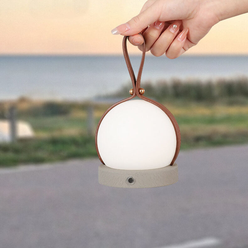 Portable LED USB Night Light Table Lamp - Simple Round Faux Leather