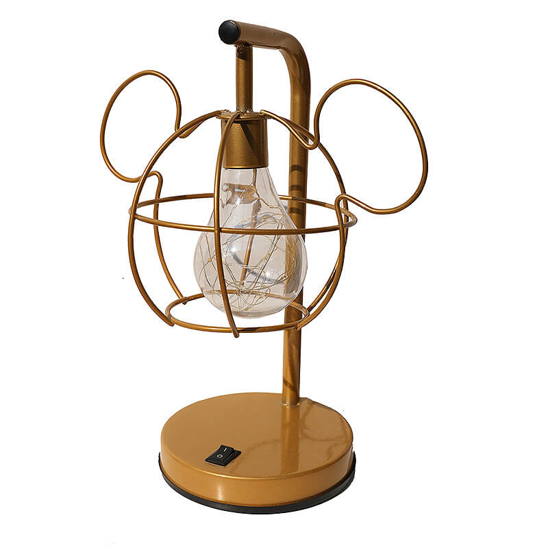 Kreative Mouse Metal Cage LED Decorative Battery Table Lamp