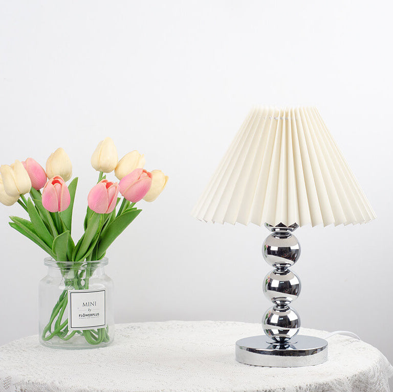 Contemporary Scandinavian Cone Round Hardware Fabric 1-Light Table Lamp for Bedroom