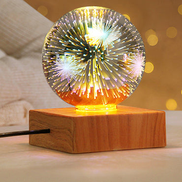 Farbige Glass Ball USB Plug 1-Light LED Decorative Table Lamp