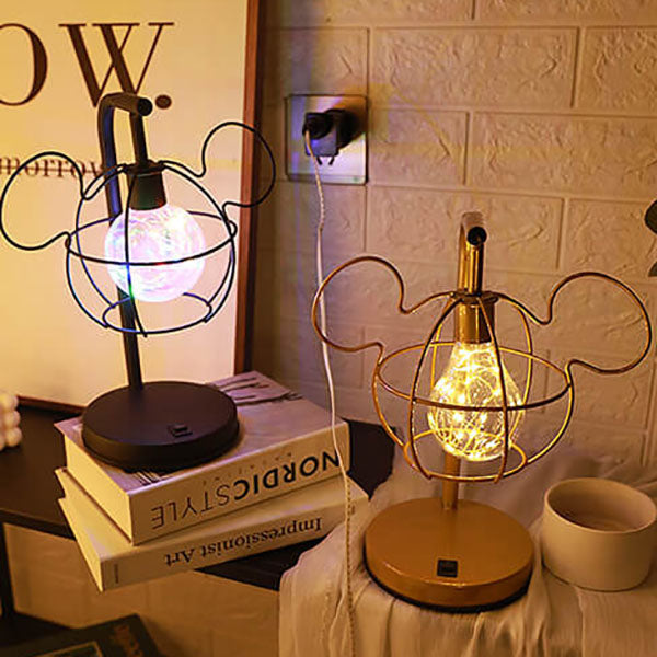 Kreative Mouse Metal Cage LED Decorative Battery Table Lamp