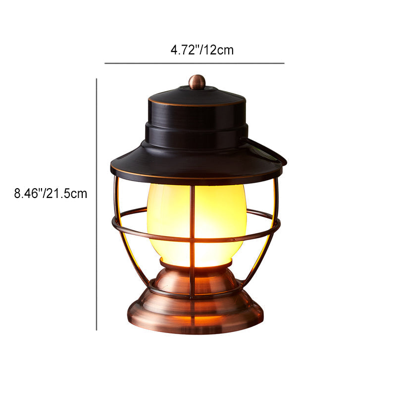 Traditional Farmhouse Waterproof Rechargeable Iron Acrylic Cylinder LED Table Lamp for Living Room