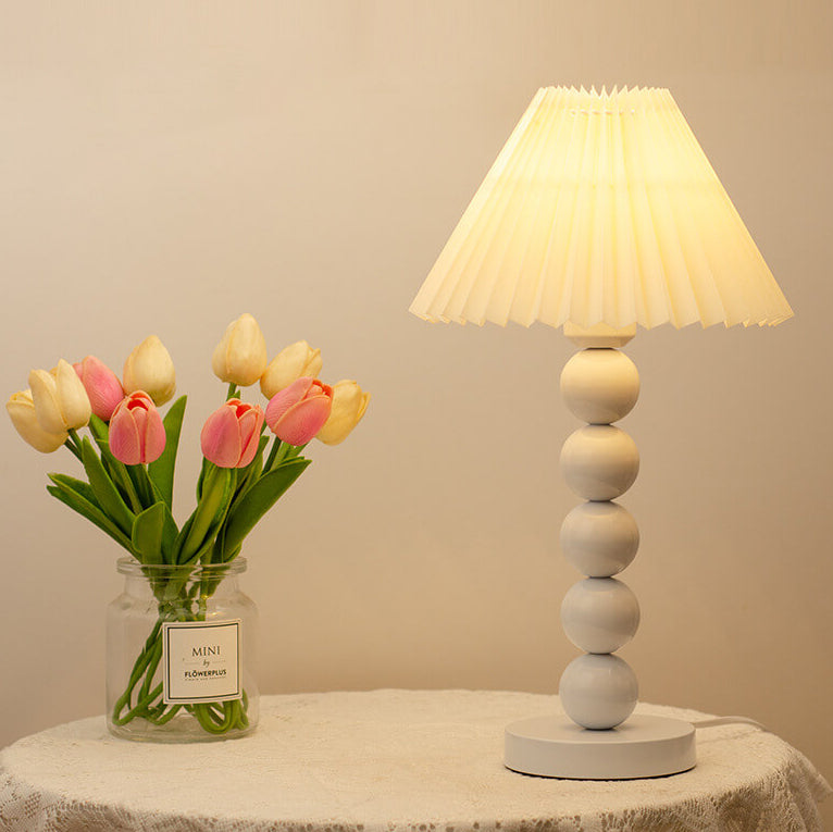 Contemporary Scandinavian Cone Round Hardware Fabric 1-Light Table Lamp for Bedroom