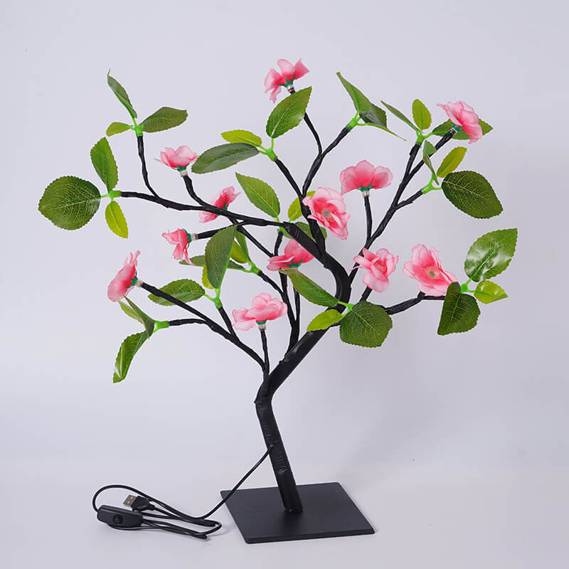Simulation Peach Blossom Tree Green LED Table Lamp