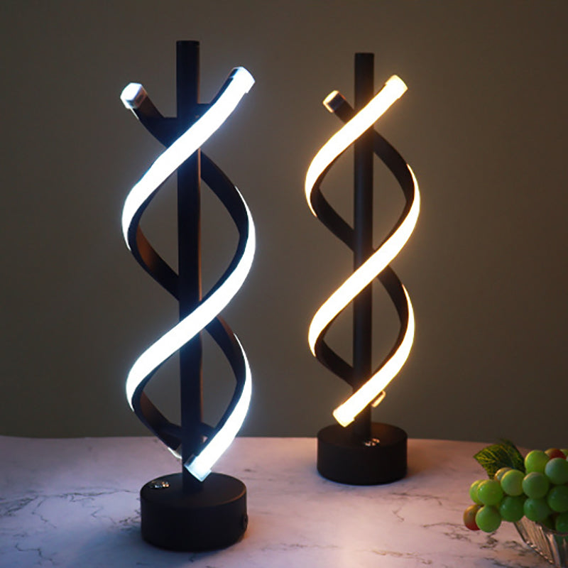 Contemporary Nordic Dual Spiral LED Table Lamp for Bedroom