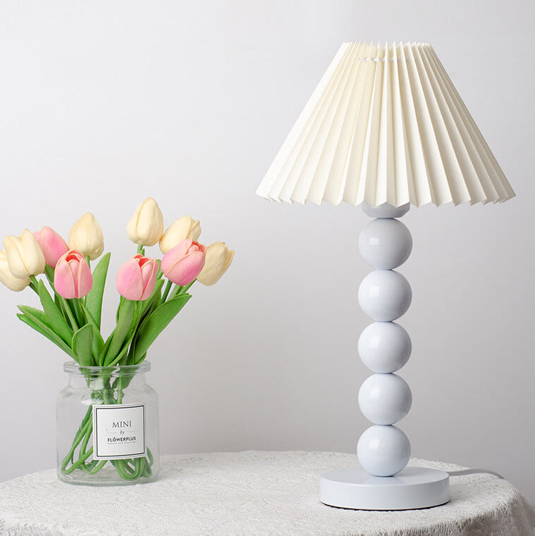 Contemporary Scandinavian Cone Round Hardware Fabric 1-Light Table Lamp for Bedroom