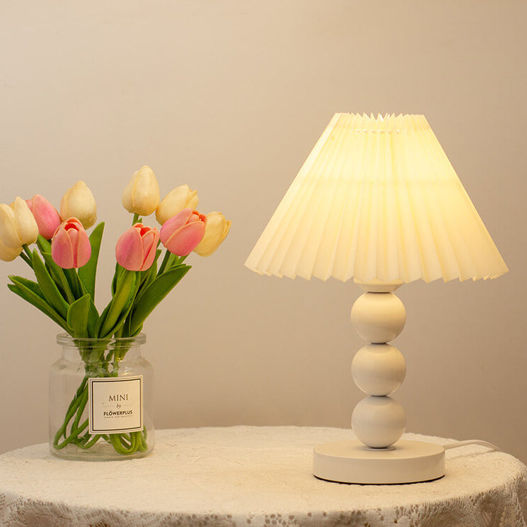 Contemporary Scandinavian Cone Round Hardware Fabric 1-Light Table Lamp for Bedroom
