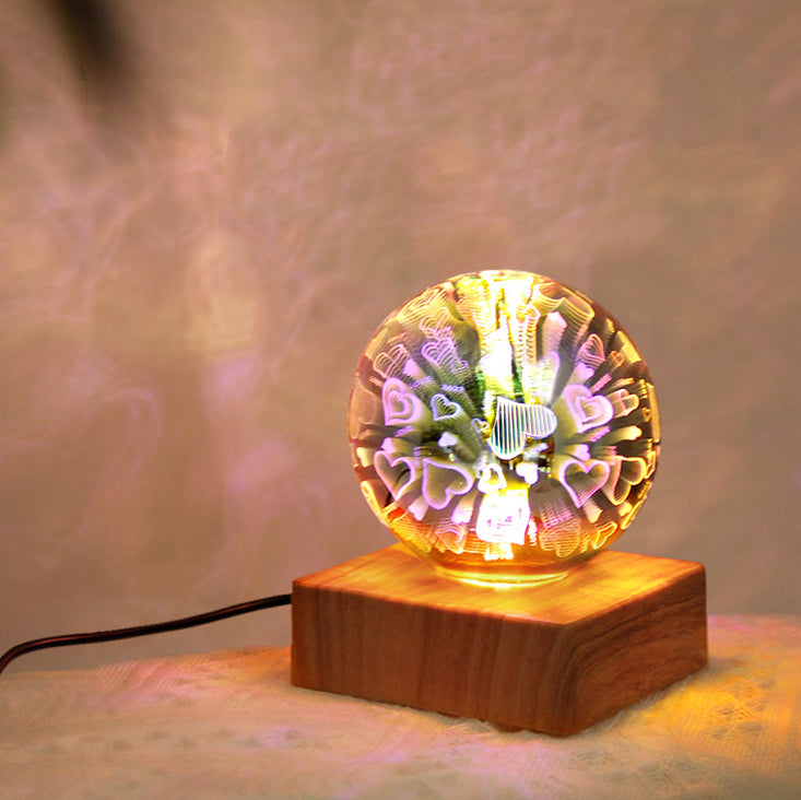 Farbige Glass Ball USB Plug 1-Light LED Decorative Table Lamp