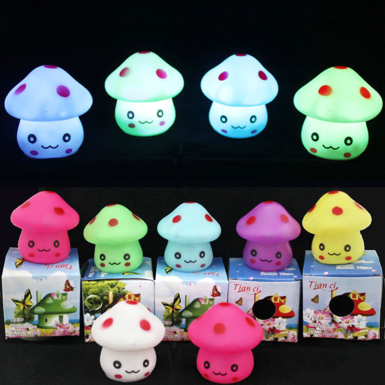 Kreative Seven Color Emoji Mushroom LED Night Light Lamp