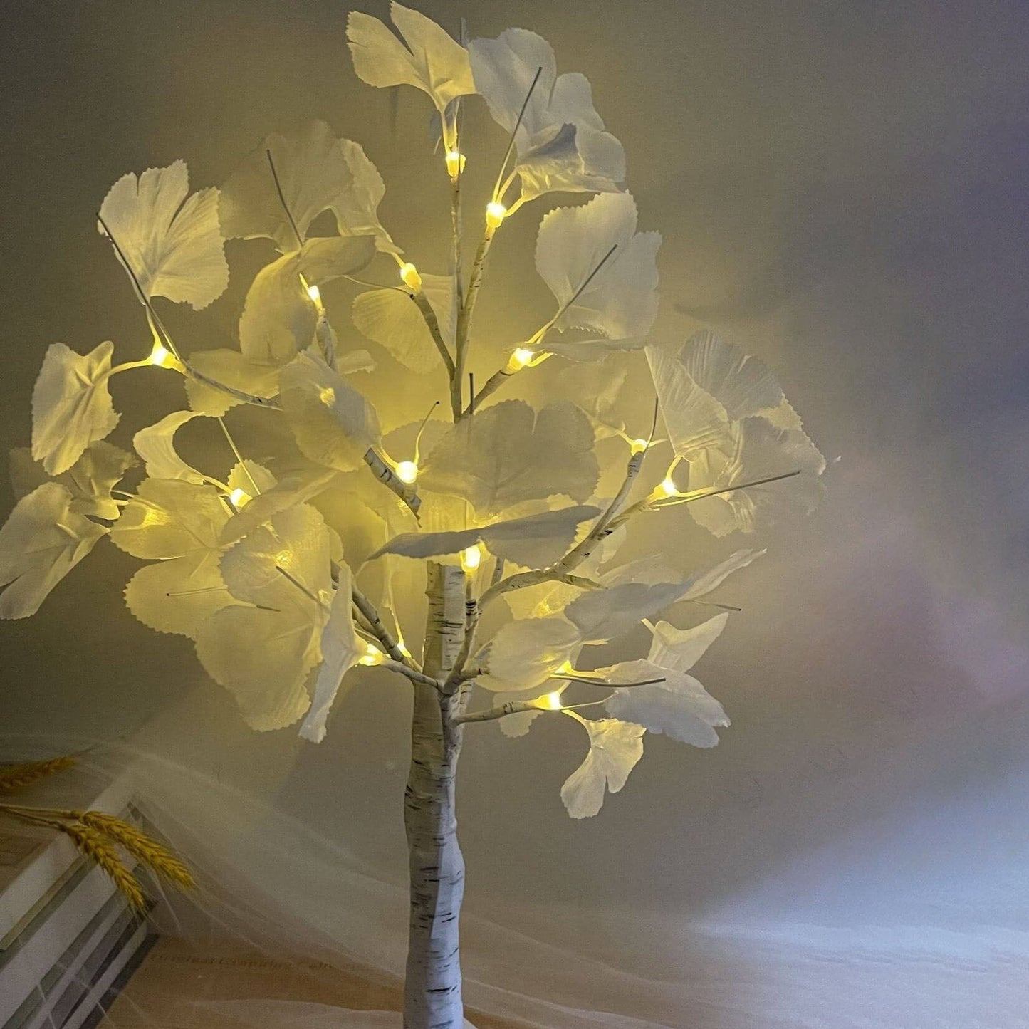 Illuminated Ginkgo Tree Table Lamp USB Battery Decor Light