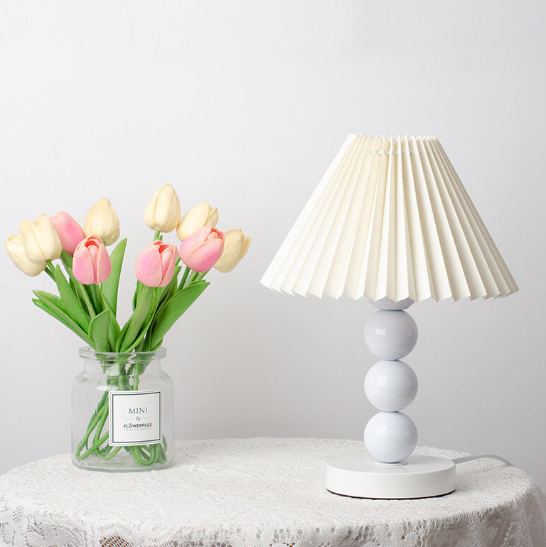 Contemporary Scandinavian Cone Round Hardware Fabric 1-Light Table Lamp for Bedroom