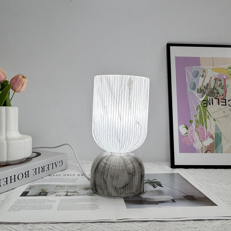 Modern Minimalist Cylinder Funnel Glass 1-Light Table Lamp