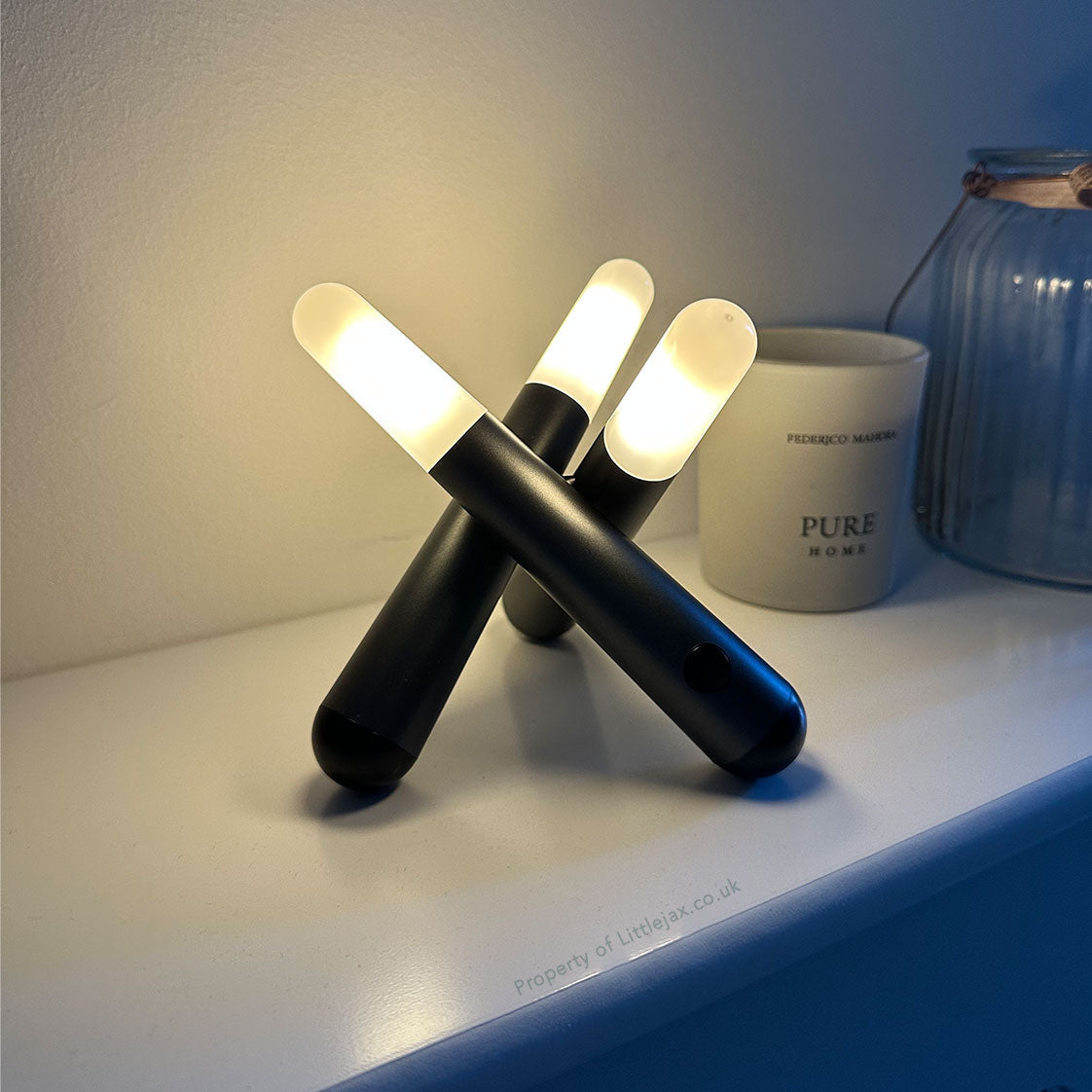 Akku Abstract Modern Trio Table Lamp - Dimmable LED 3 Levels