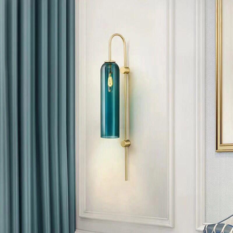 Modern Glass Wall Lamp Sconce - LED, Black & Gold Finish