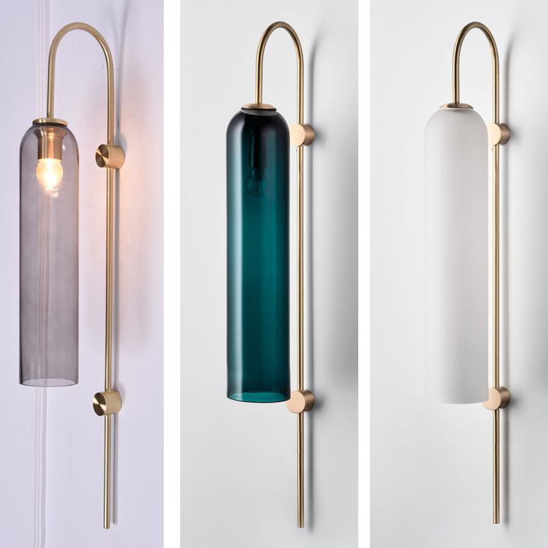 Modern Glass Wall Lamp Sconce - LED, Black & Gold Finish