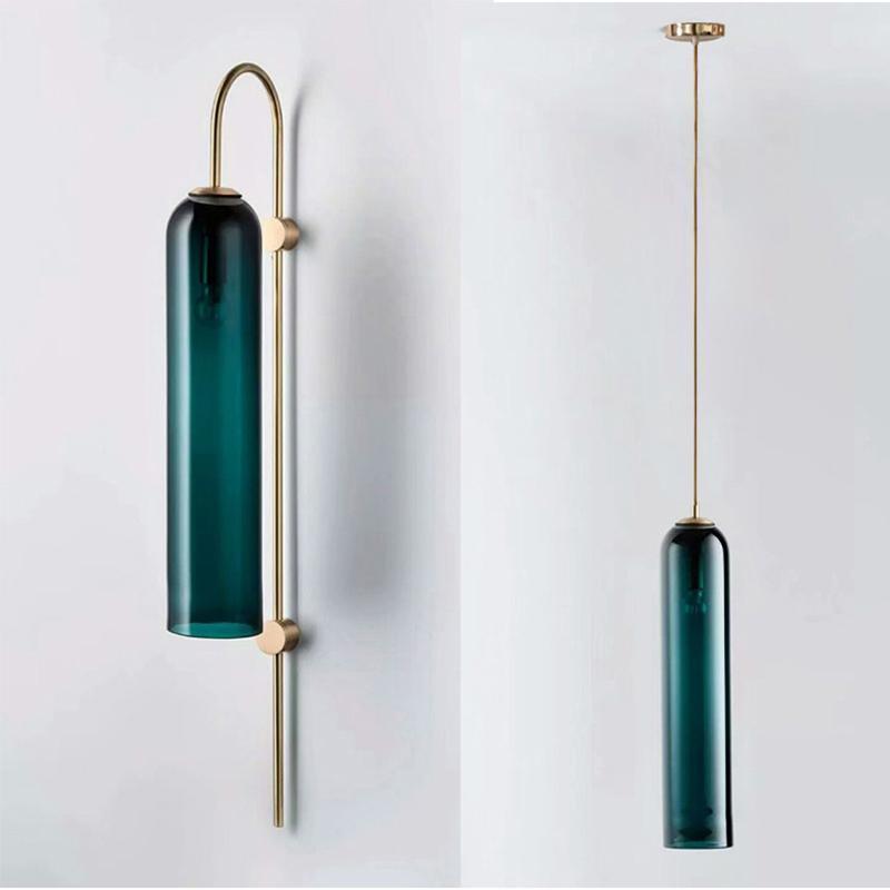 Modern Glass Wall Lamp Sconce - LED, Black & Gold Finish