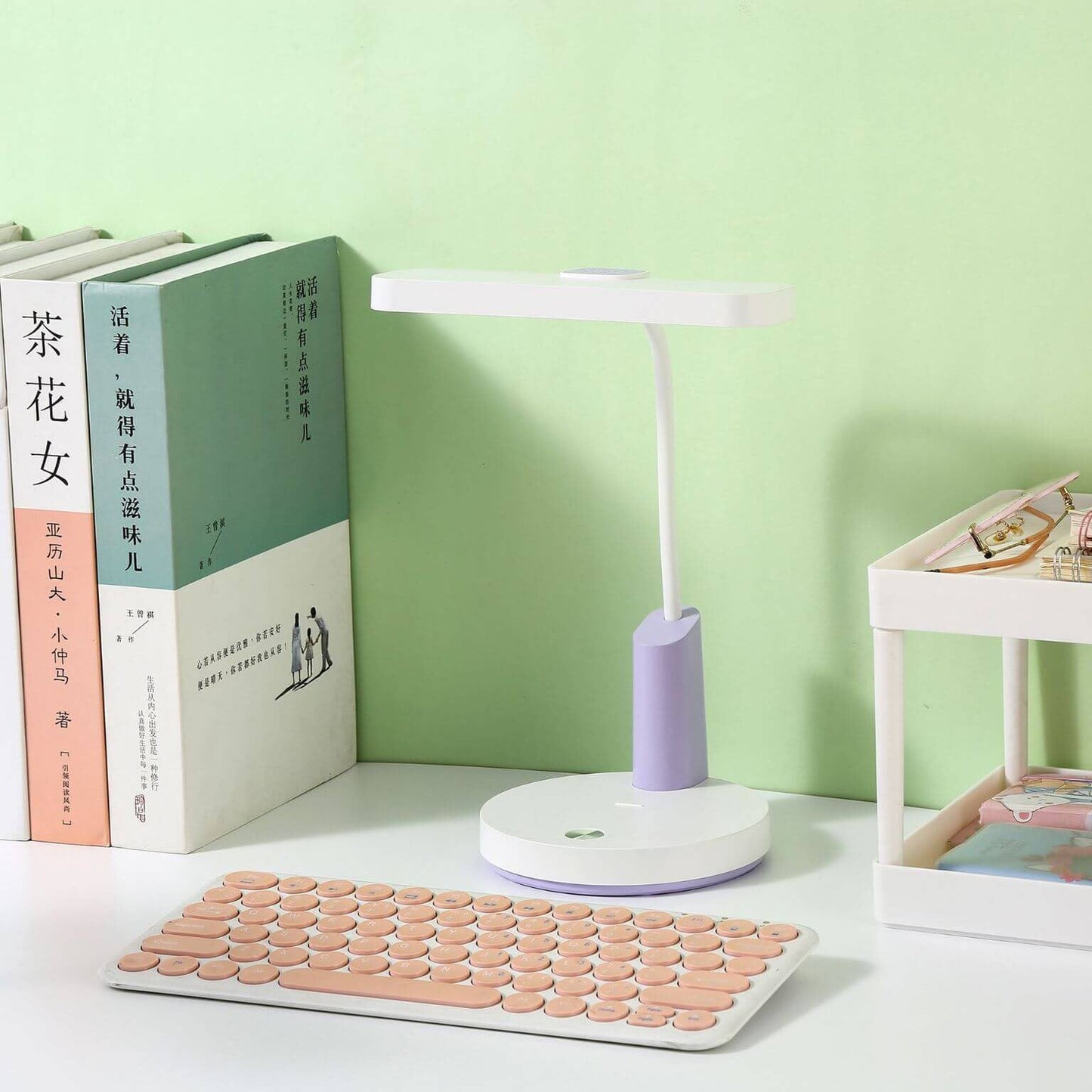 Einfache Long Shadow Round Base Touch Charge LED Desk Lamp