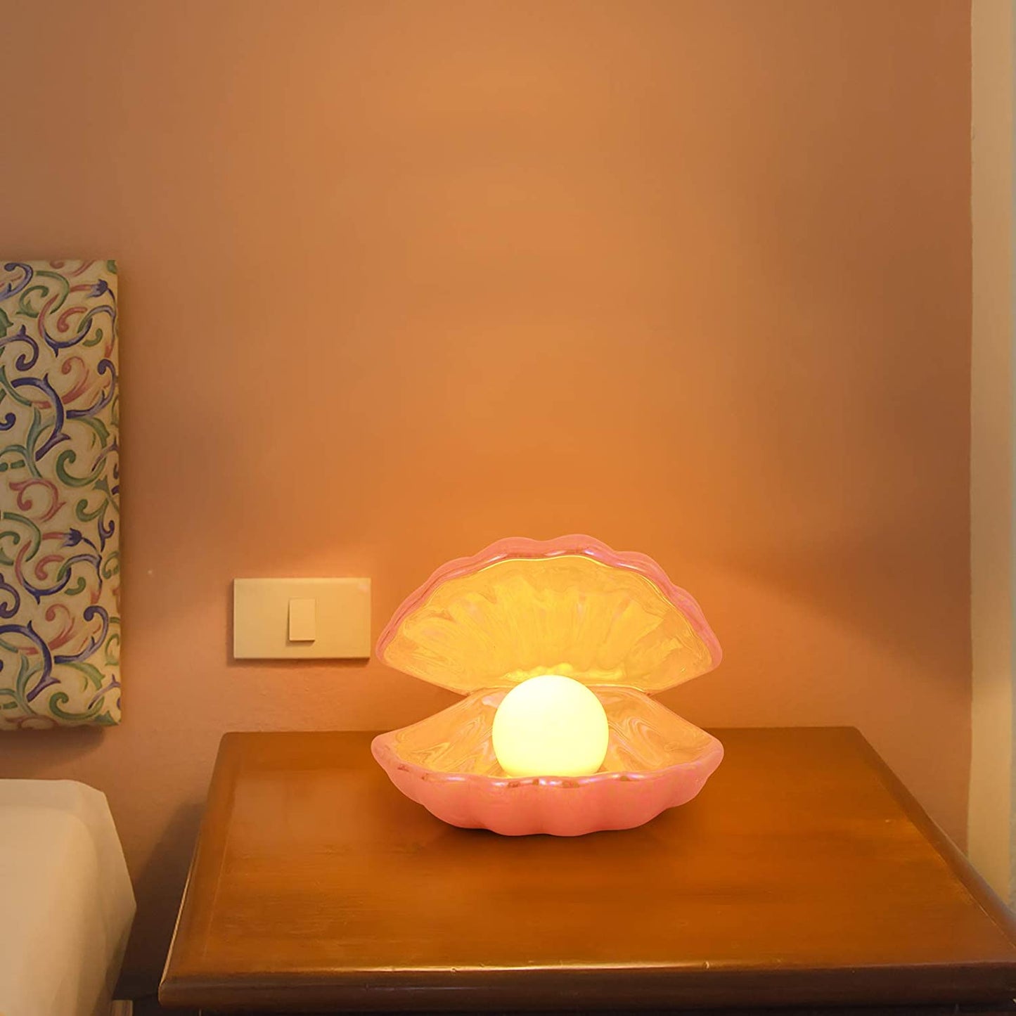 Ceramic Pearl Night Light - Elegant Shell Design, Gift Idea