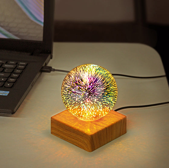 Farbige Glass Ball USB Plug 1-Light LED Decorative Table Lamp