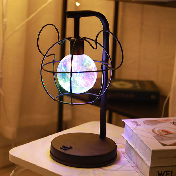 Kreative Mouse Metal Cage LED Decorative Battery Table Lamp