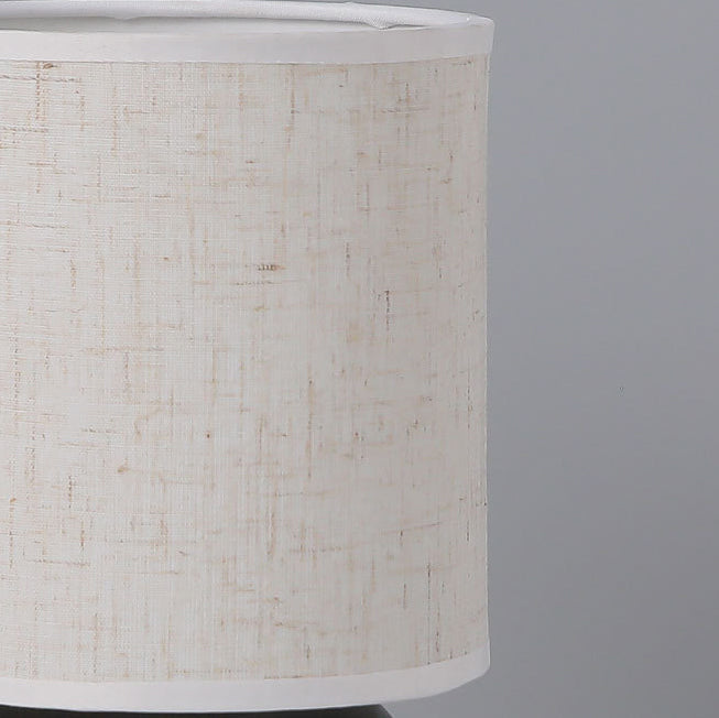 Traditional Vintage Round Orb Ceramic Fabric LED Table Lamp for Bedroom