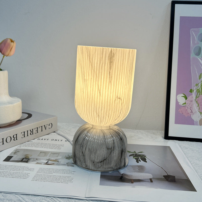 Modern Minimalist Cylinder Funnel Glass 1-Light Table Lamp