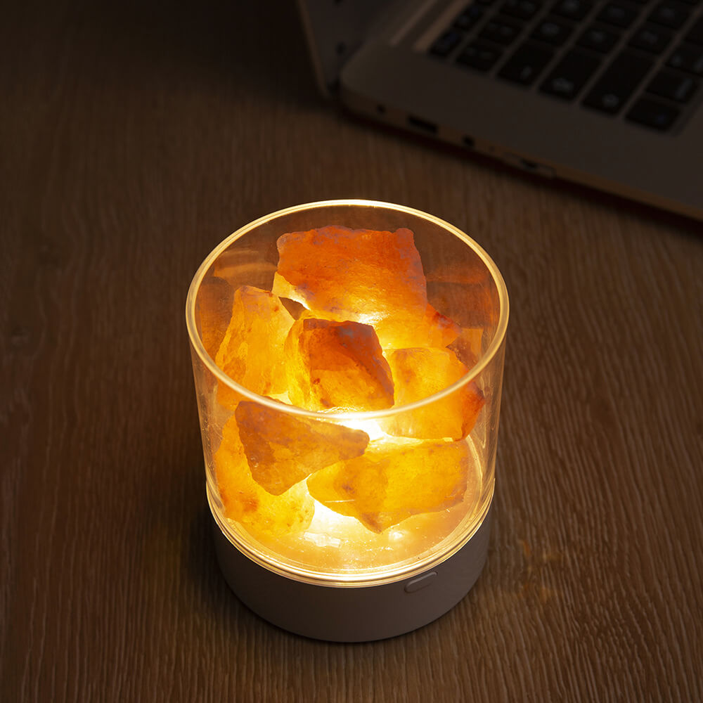 LED Salt Lamp Flame Cup Night Light Table Lamp - Multicolor