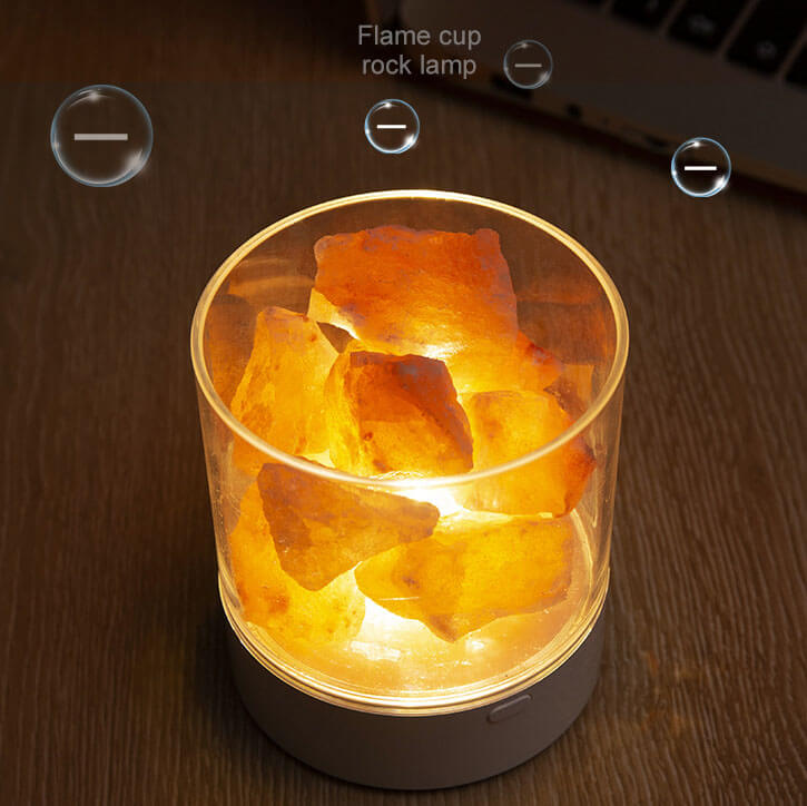 LED Salt Lamp Flame Cup Night Light Table Lamp - Multicolor