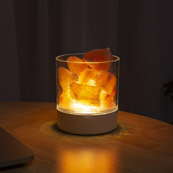 LED Salt Lamp Flame Cup Night Light Table Lamp - Multicolor