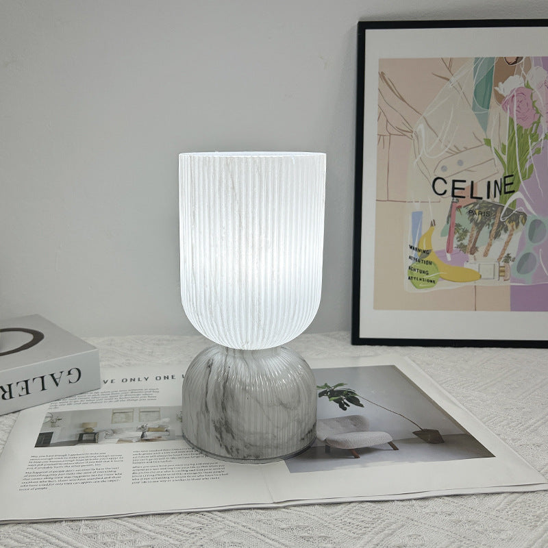 Modern Minimalist Cylinder Funnel Glass 1-Light Table Lamp