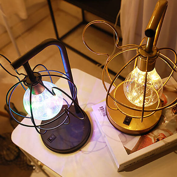Kreative Mouse Metal Cage LED Decorative Battery Table Lamp
