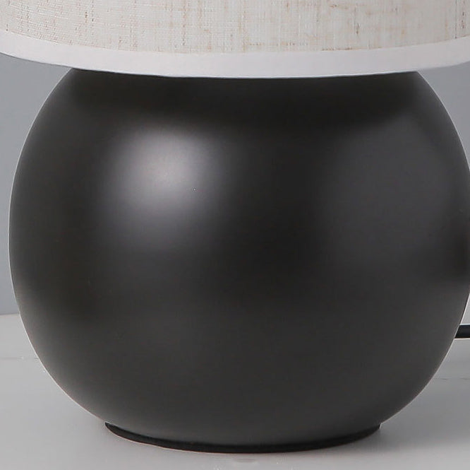 Traditional Vintage Round Orb Ceramic Fabric LED Table Lamp for Bedroom