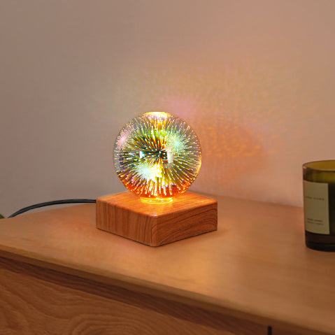 Farbige Glass Ball USB Plug 1-Light LED Decorative Table Lamp