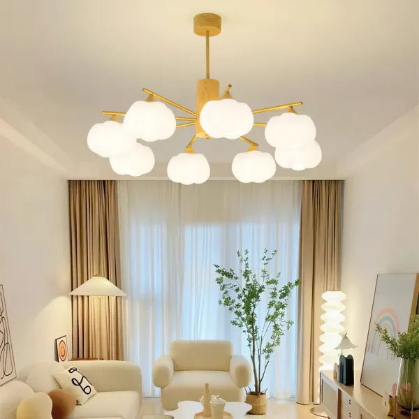 Creative Wooden Cotton Balls Chandelier for Living Room