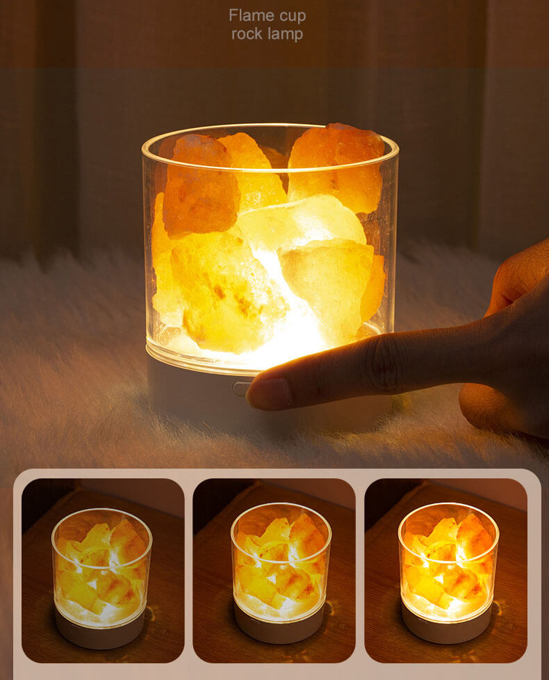LED Salt Lamp Flame Cup Night Light Table Lamp - Multicolor