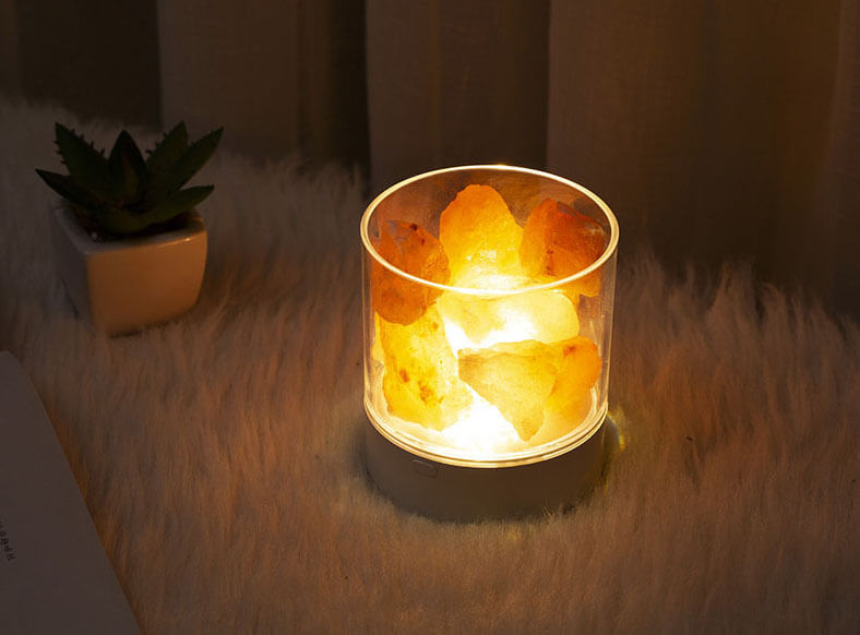 LED Salt Lamp Flame Cup Night Light Table Lamp - Multicolor