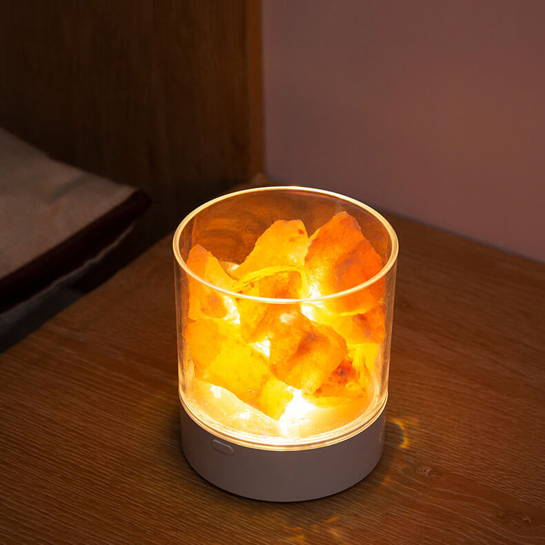LED Salt Lamp Flame Cup Night Light Table Lamp - Multicolor