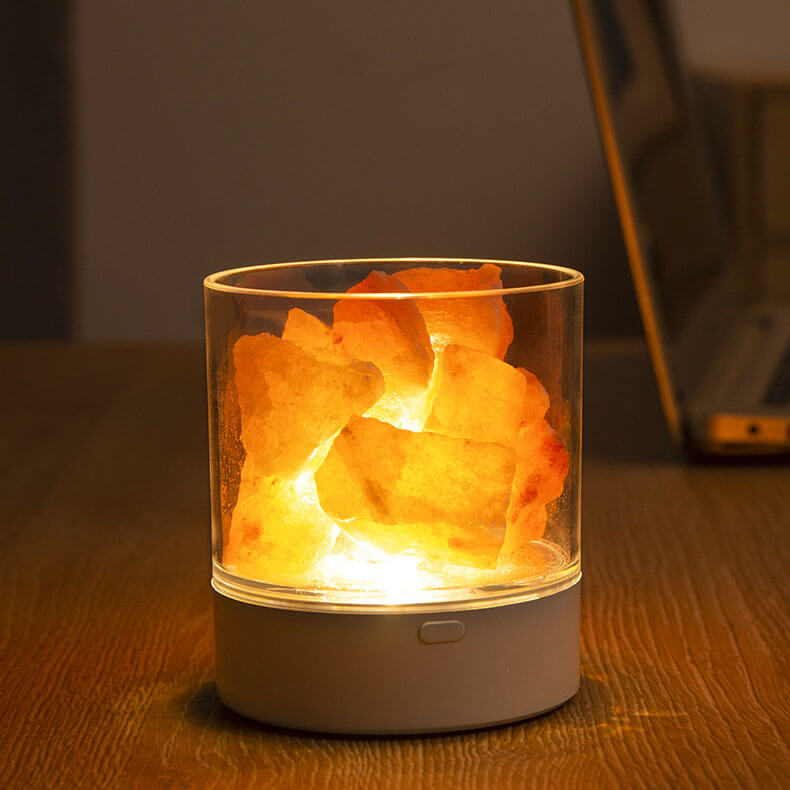 LED Salt Lamp Flame Cup Night Light Table Lamp - Multicolor